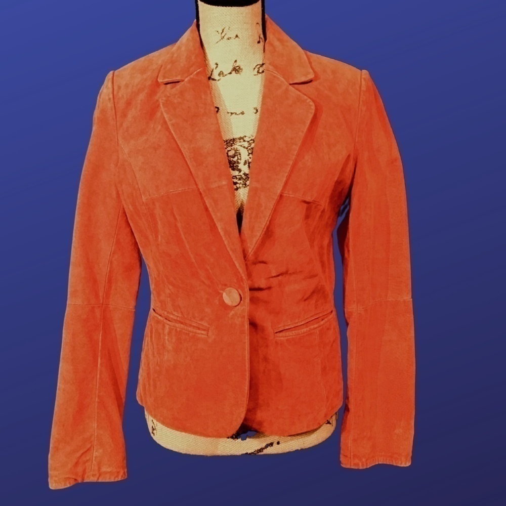B by BERNARDO 100% SUEDE Blazer Jacket, BURNT ORANGE, WOMEN’S Size S, EUC